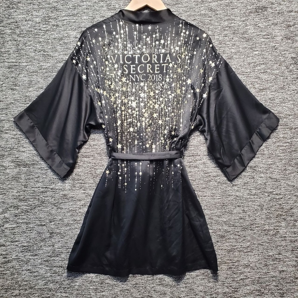 Victoria Secret 2018 NYC Fashion Show Backstage Kimono Robe  Women XS Black Gold